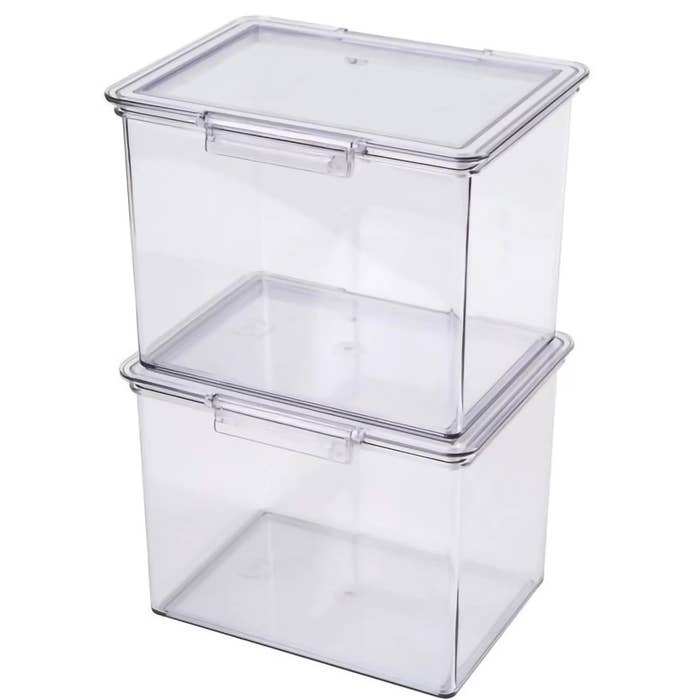 Two clear plastic storage containers