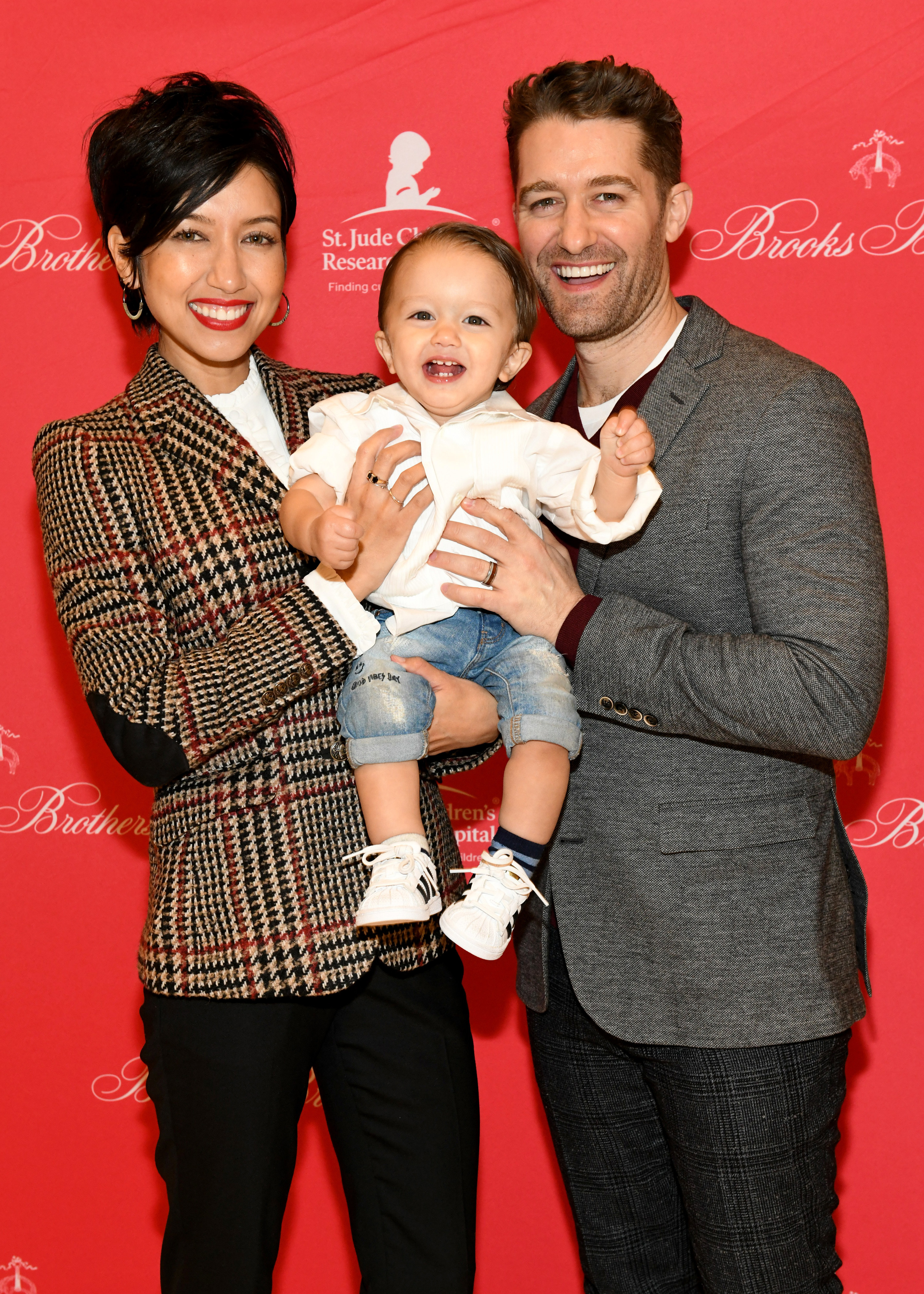 Matthew Morrison and wife Renee Puente with son Revel in 2018