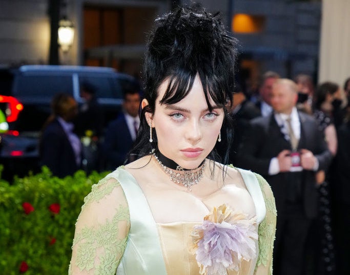 Billie on the red carpet in a corset gown