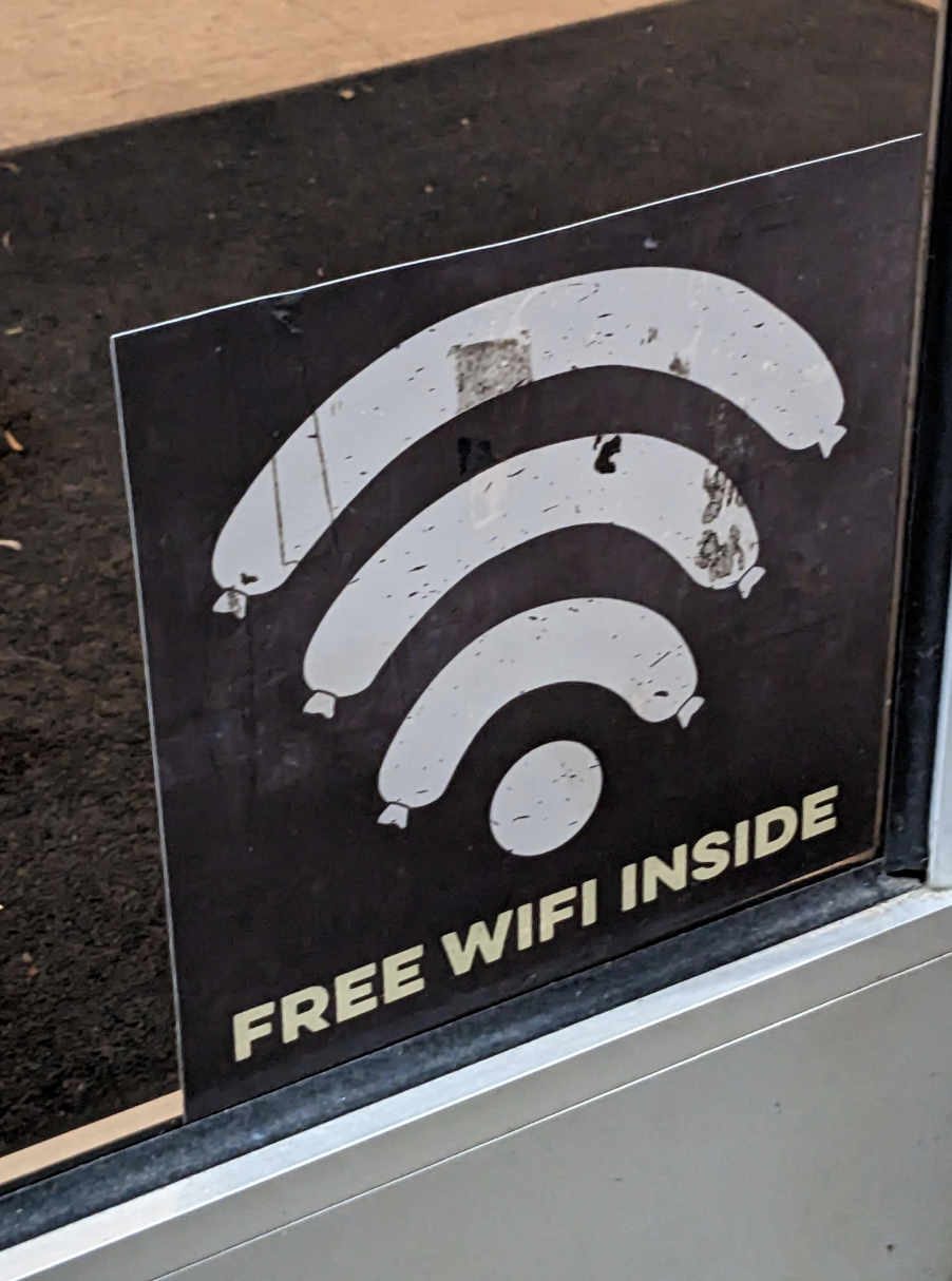 Wi-Fi symbol drawn as hot dogs
