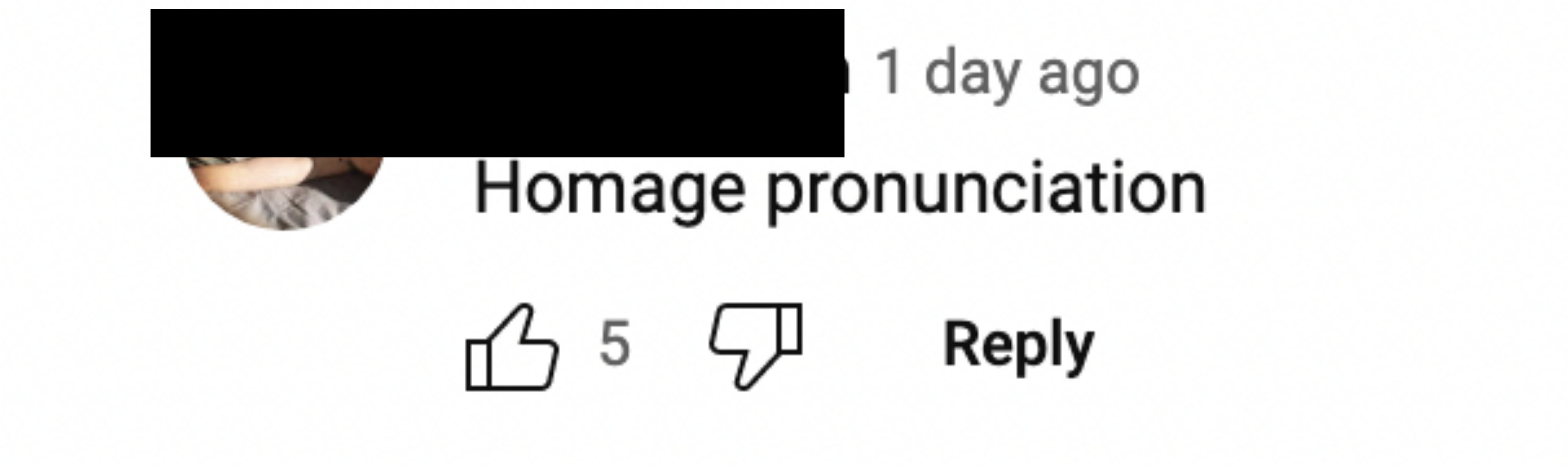 A comment that says &quot;Homage pronunciation&quot;