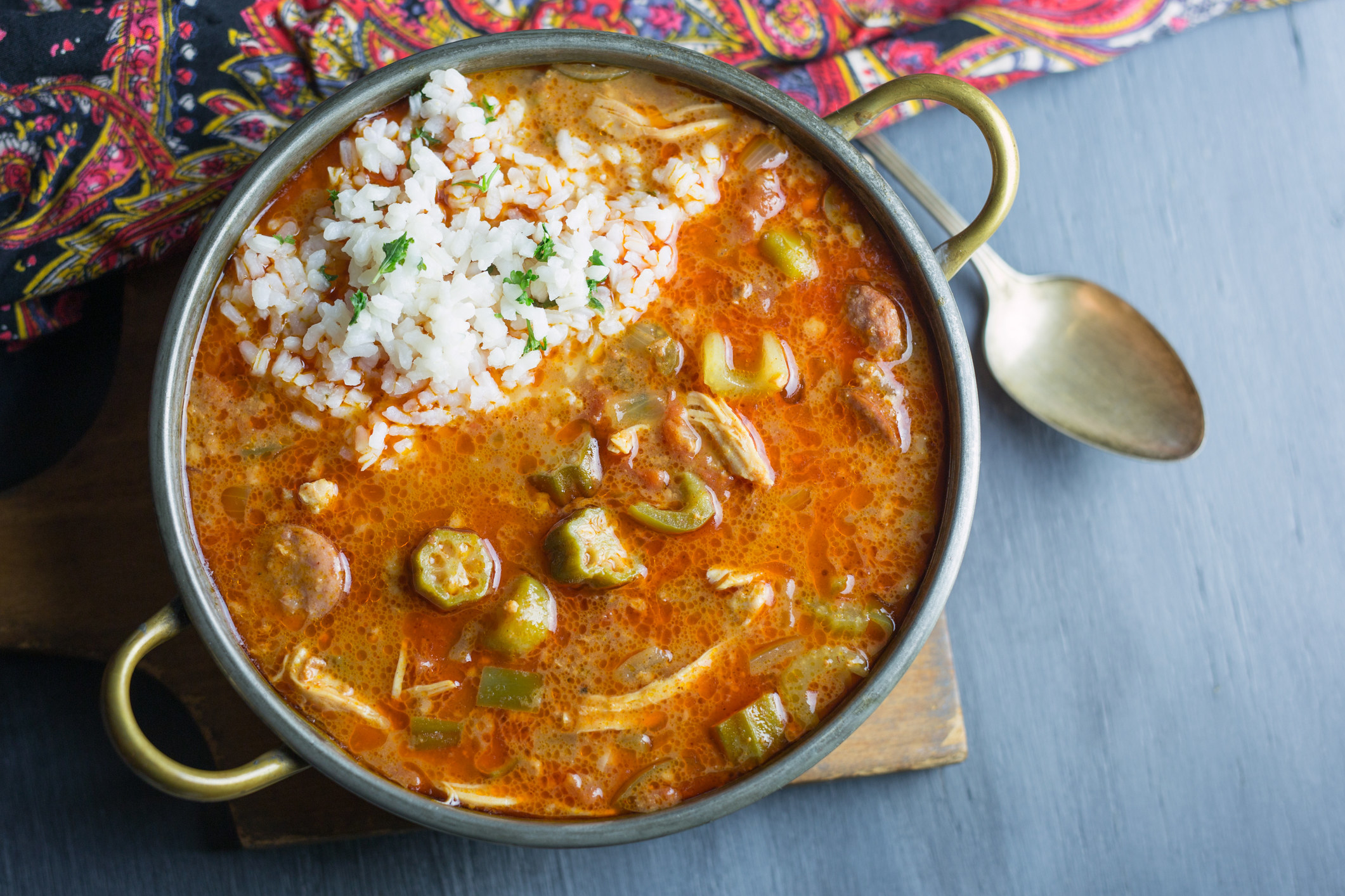 A pot of okra and rice soup