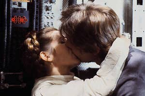 Han and Leia kissing in Empire Strikes Back.