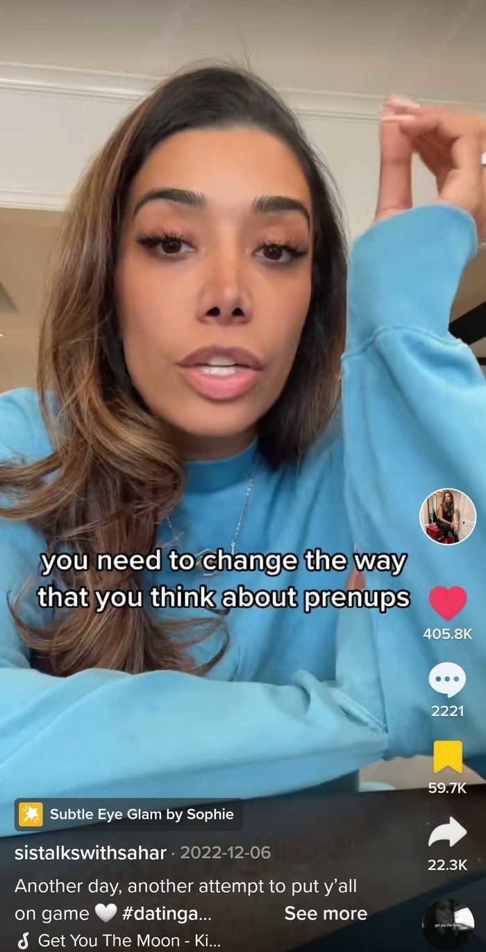 screencap of Sahar's TikTok in which she is speaking into the camera