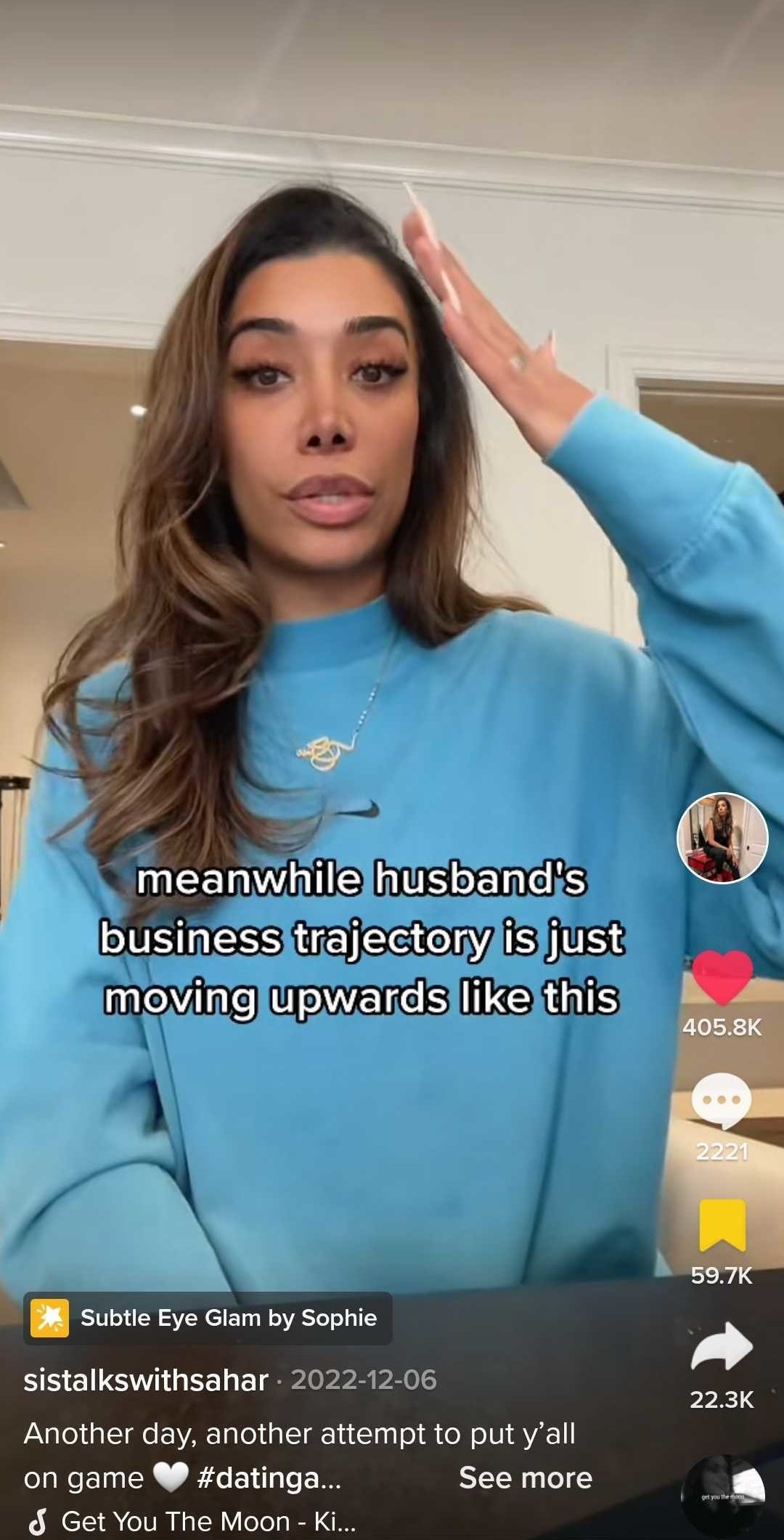 screencap of Sahar's TikTok in which she is speaking into the camera