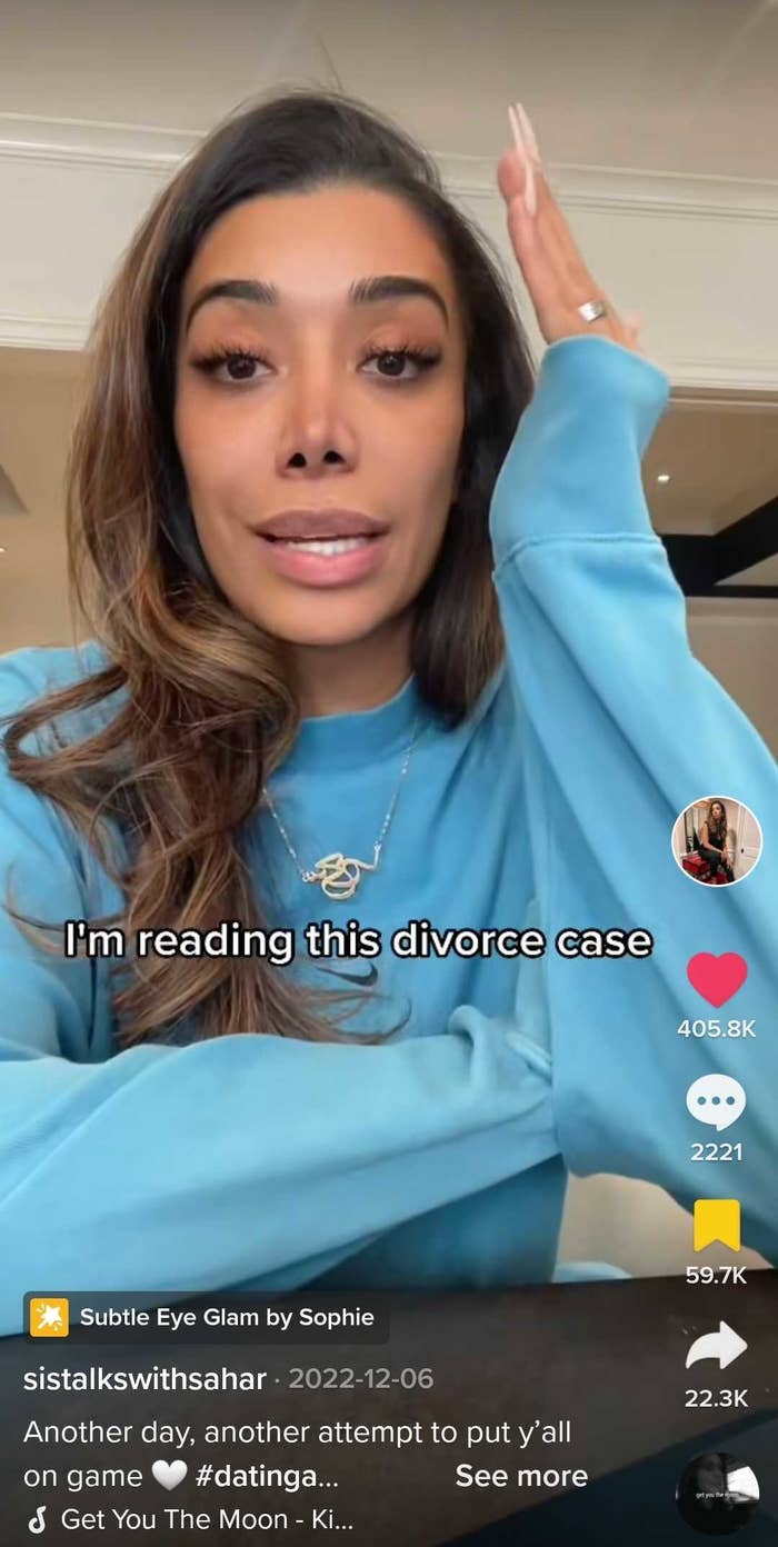 screencap of Sahar's TikTok in which she is speaking into the camera