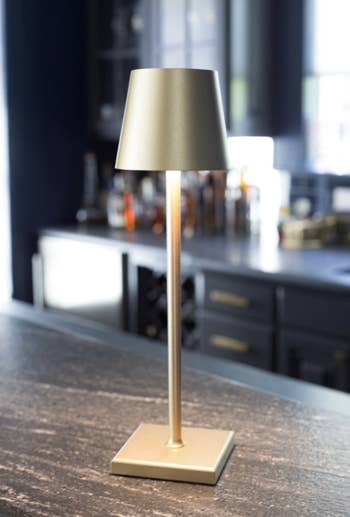 closeup of reviewer's lamp in kitchen