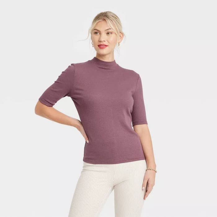 model wearing the top in rose