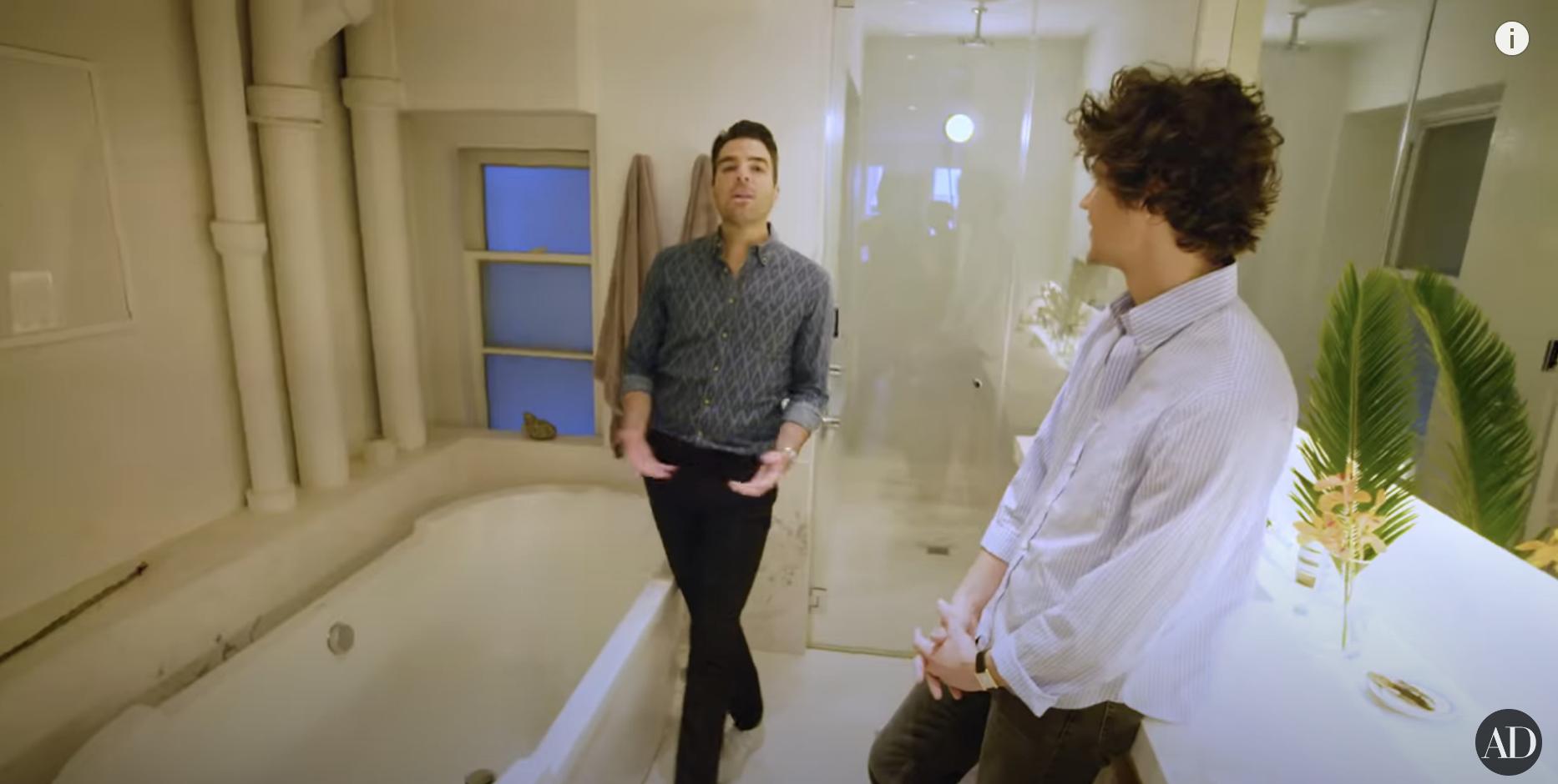 Zachary Quinto and his partner in their bathroom