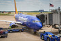 Southwest Airlines Boeing 737 passenger jet prepares to depart the gate