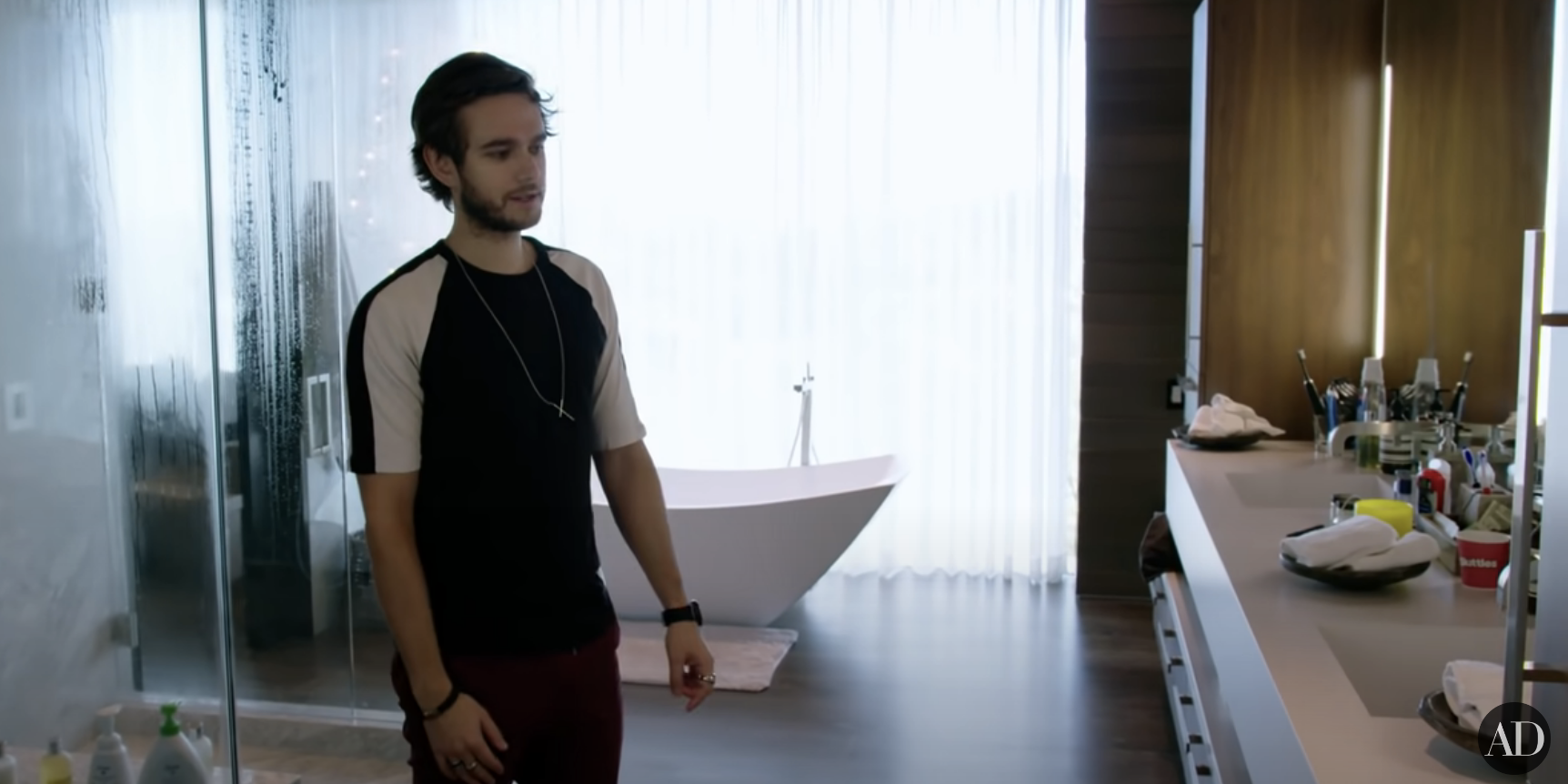 Zedd in his bathroom