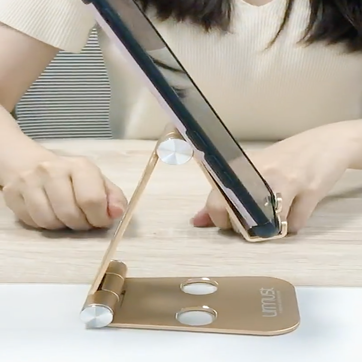 The stand with a phone on it