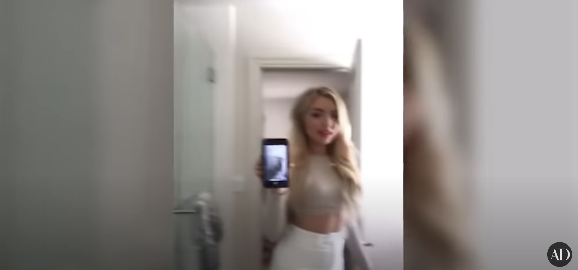 Peyton List taking a selfie in her bathroom