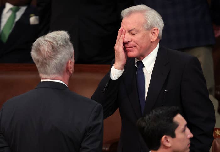 A republican politician with his hand on his face as if he&#x27;s dismayed