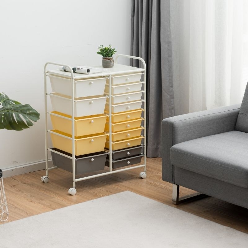 Grey yellow and white trolley