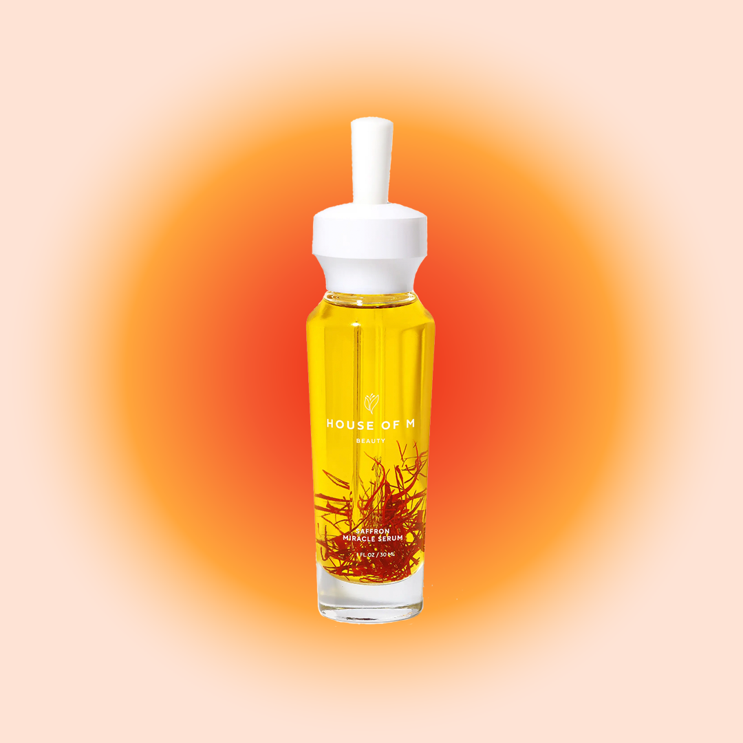 clear container of house of m saffron serum