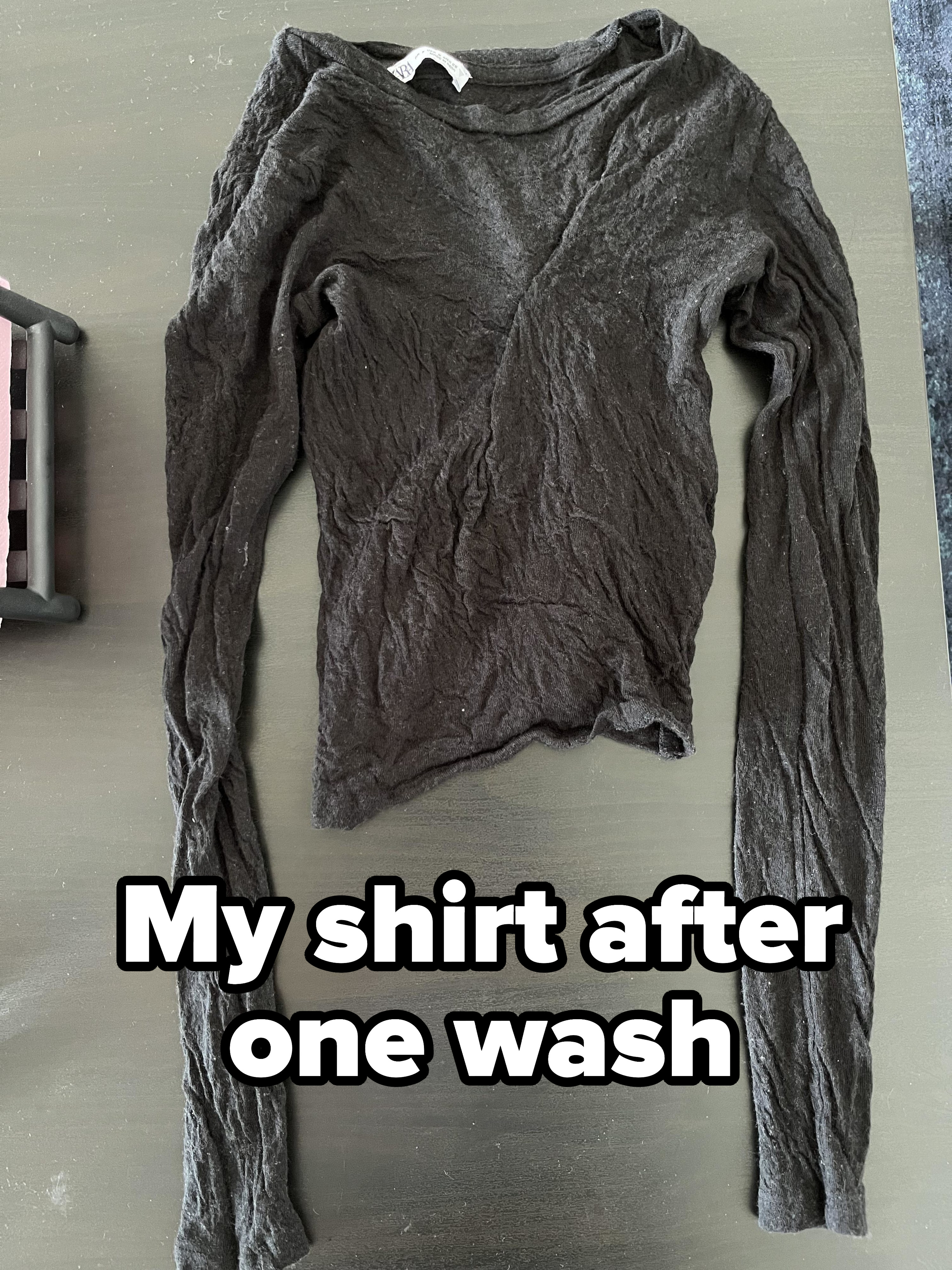 A shrunken shirt after one wash