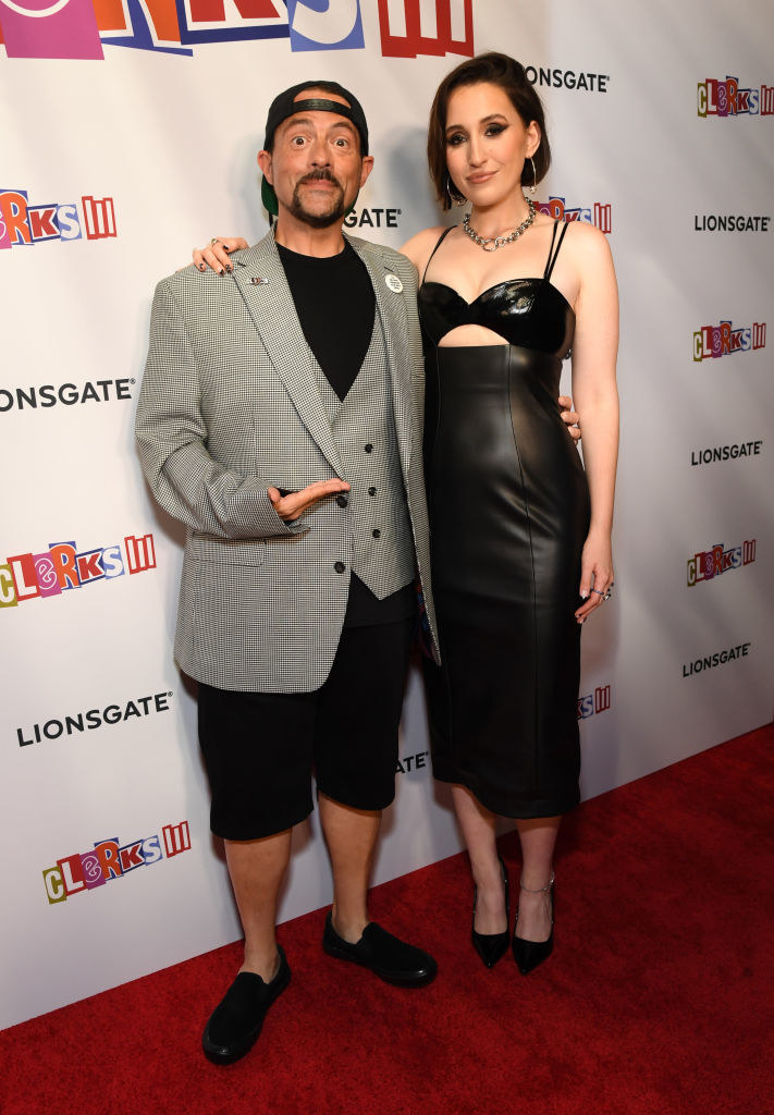 harley and her dad on the red carpet
