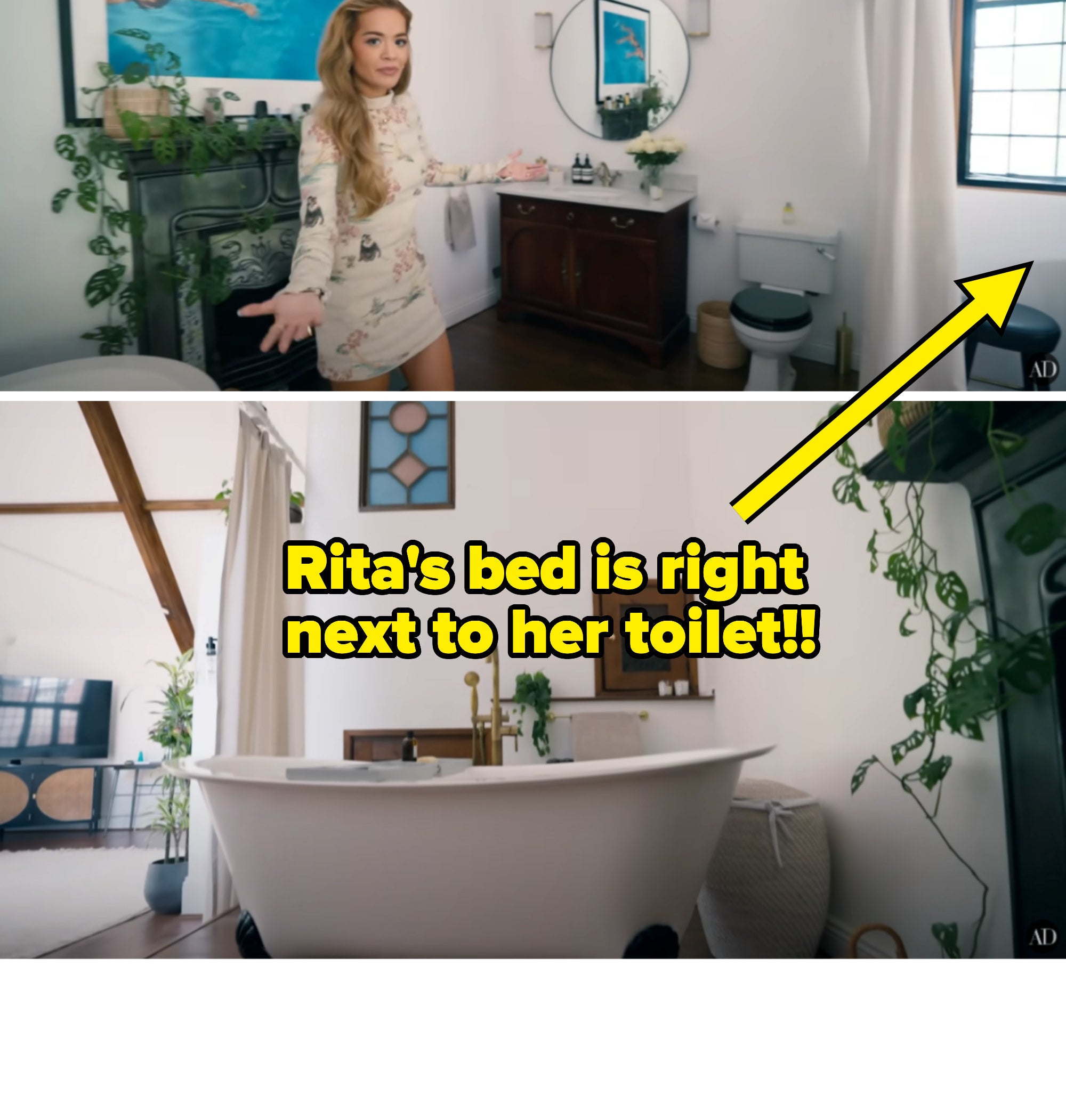 Rita Ora in her bathroom