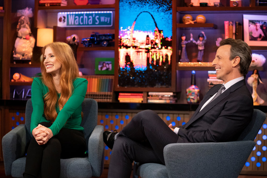 Jessica Chastain and Seth Meyers
