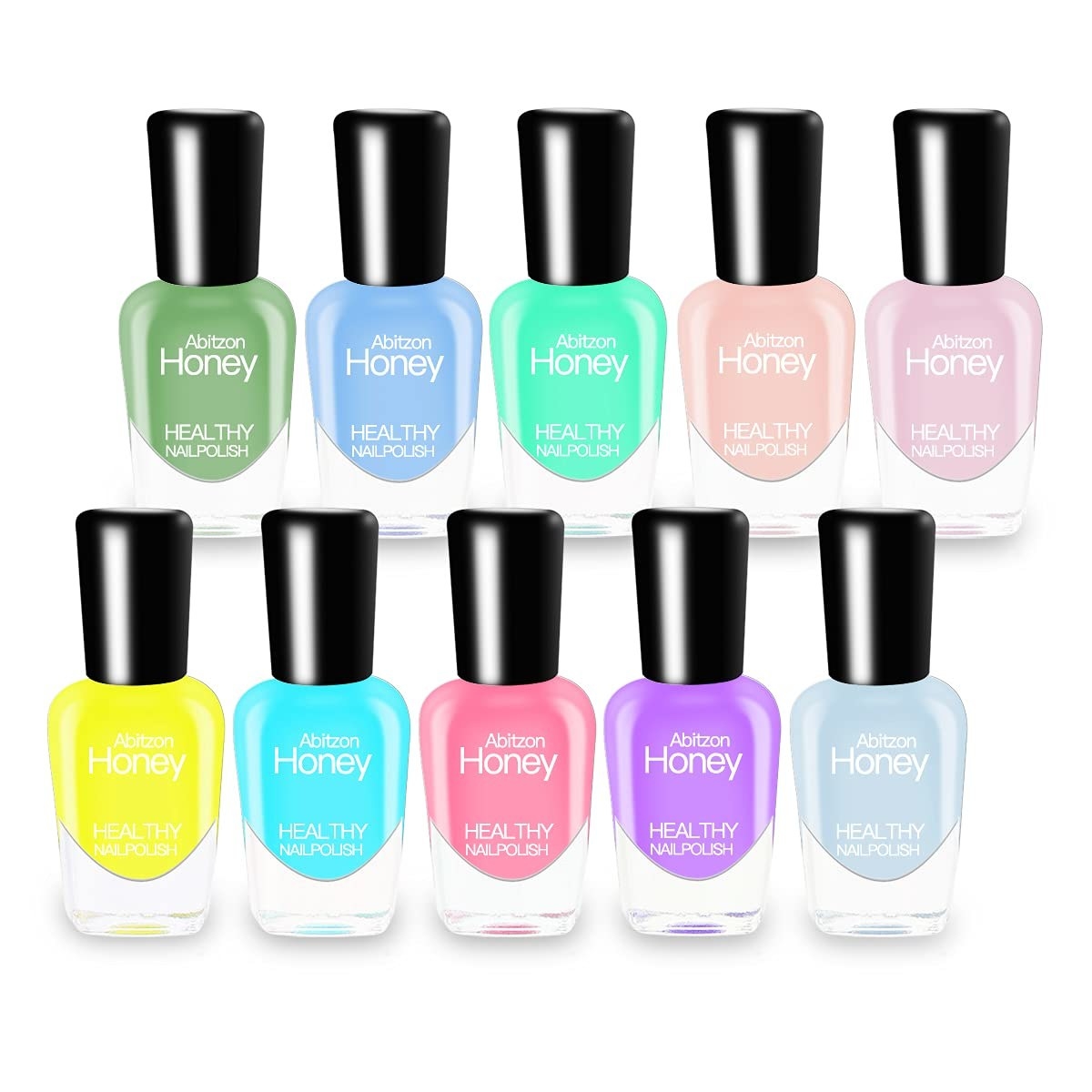 set of 10 bright nail polishes
