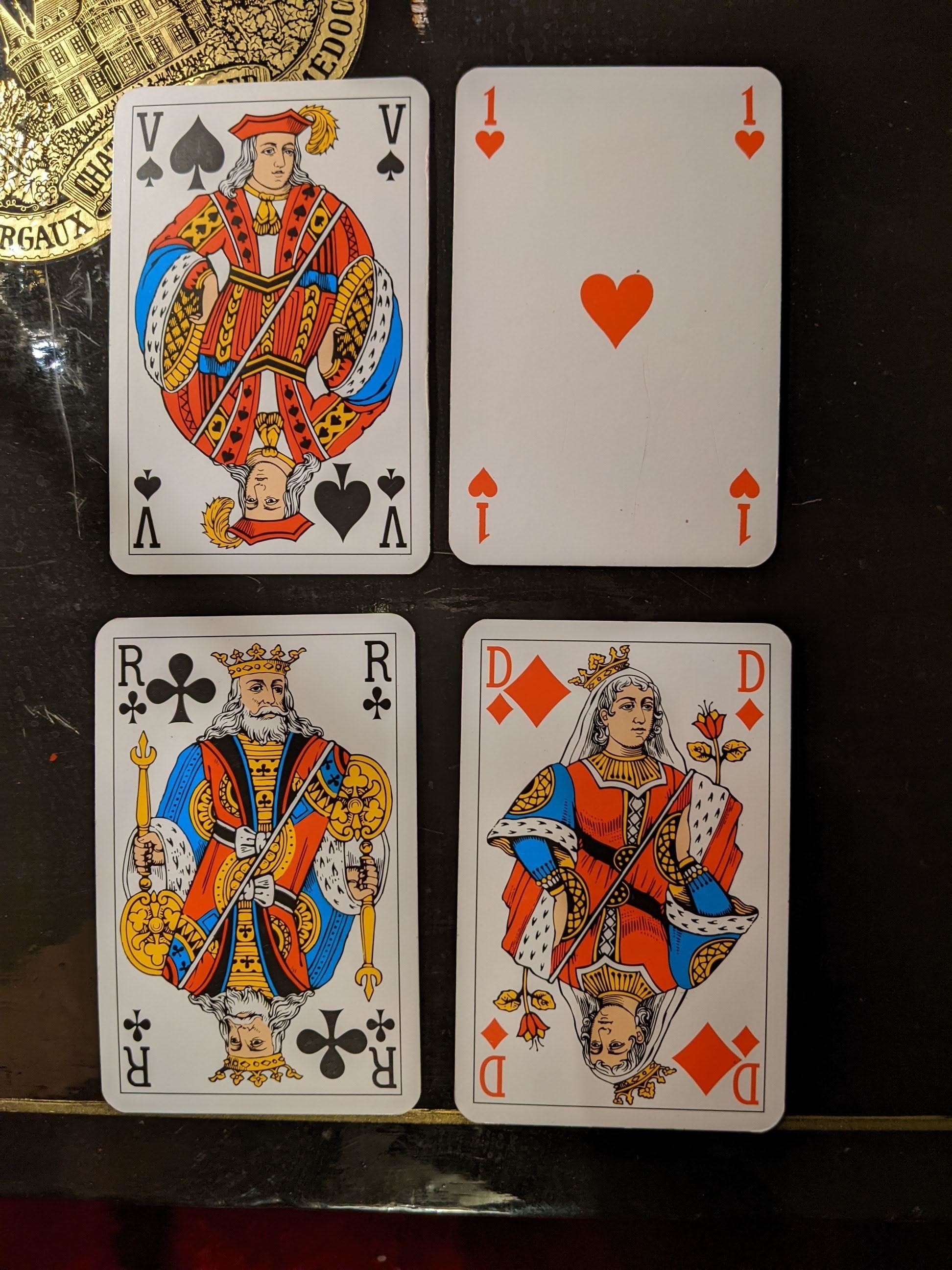 Face cards with different letters