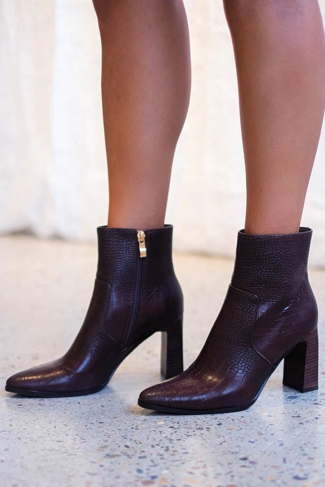 red shoes on a model