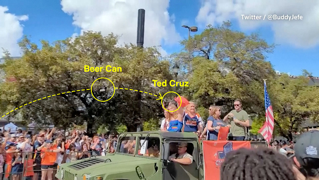 VIDEO: Ted Cruz Hit With White Claw Can at Houston Astros Parade