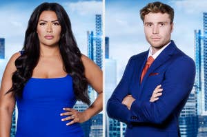 images of the apprentice uk season 17 contestants posing seriously in front of a city background lol