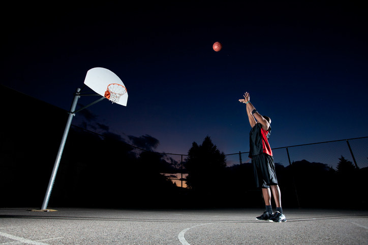 A person playing basketball