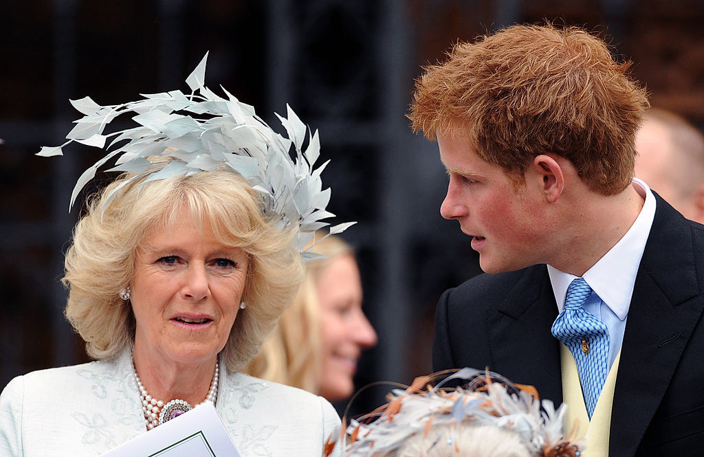 Prince Harry speaking to Camilla on the day of her wedding to Charles