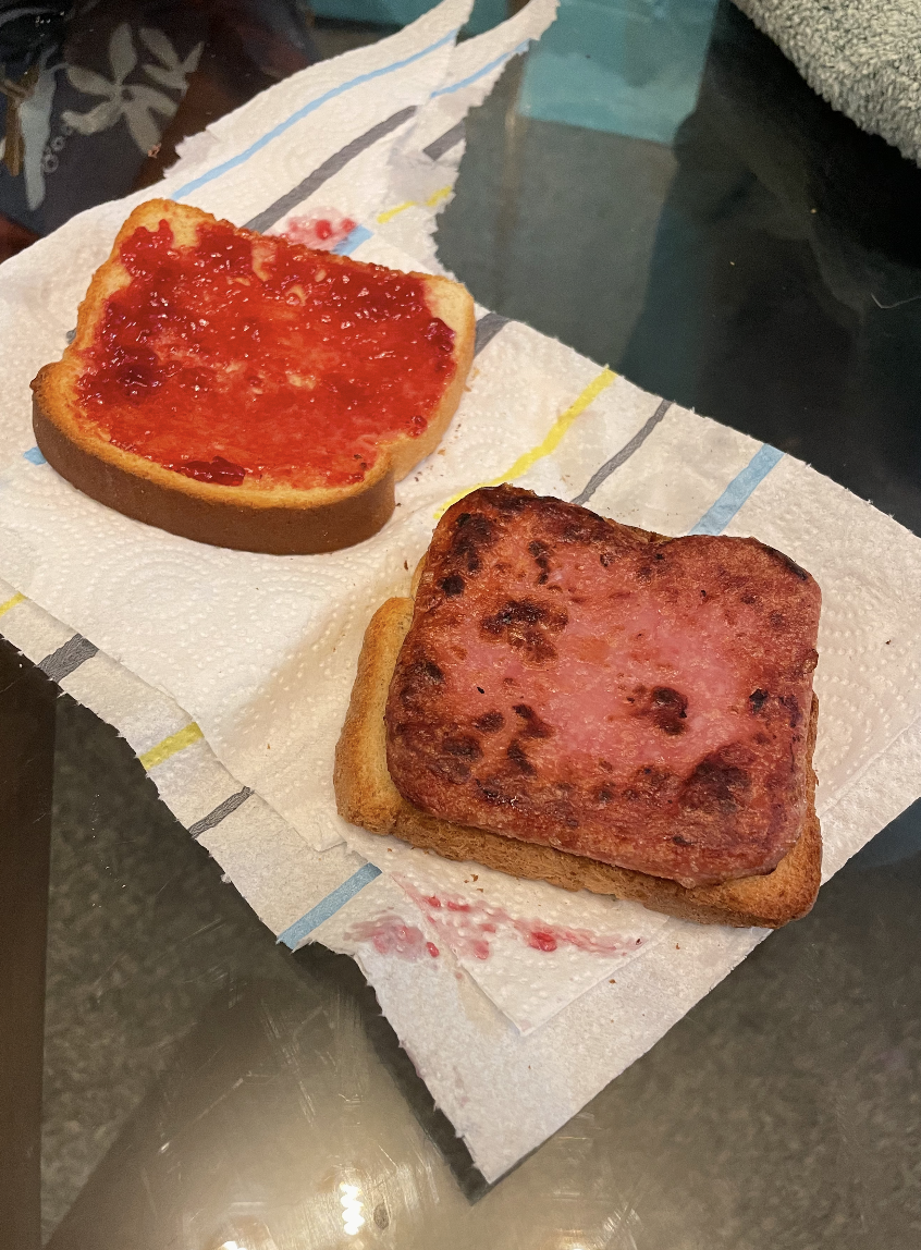 toast with spam and jelly