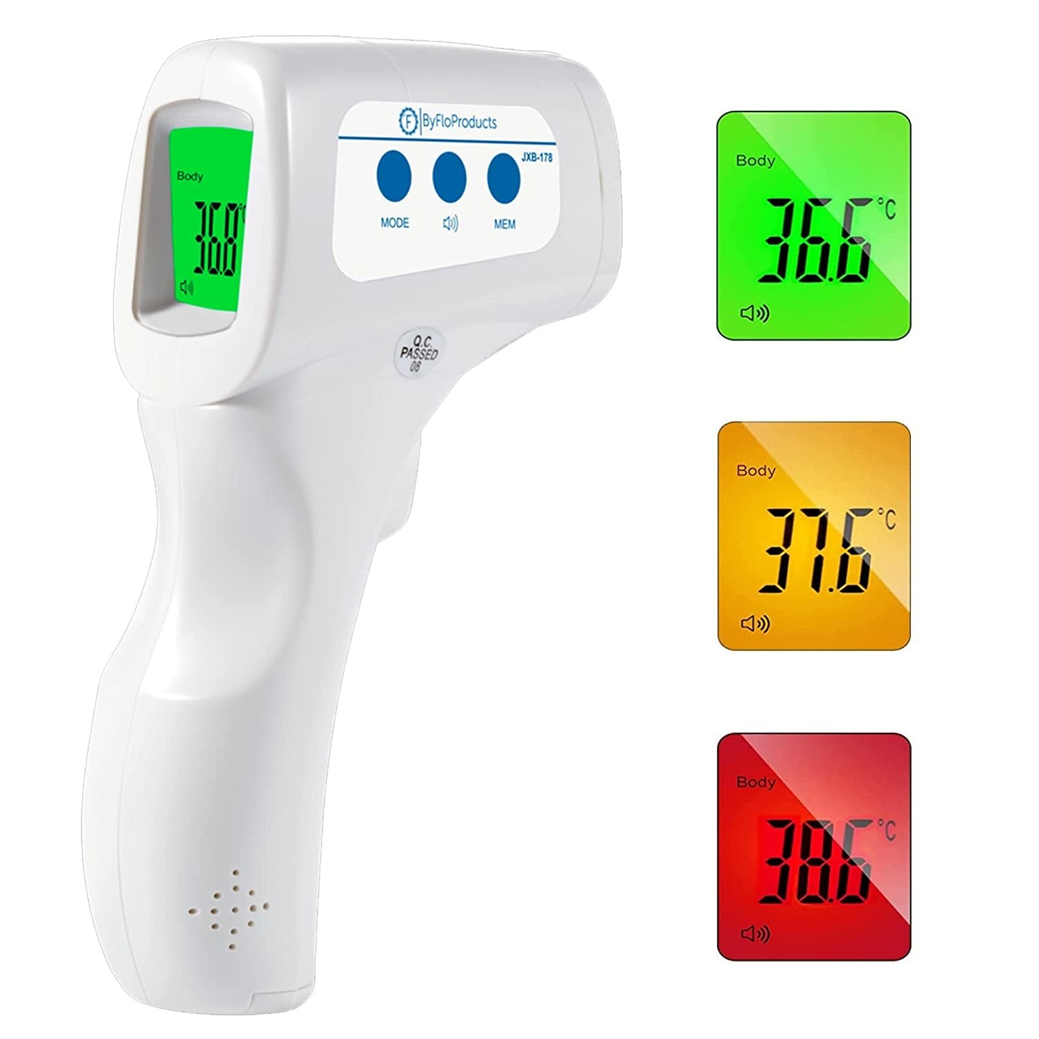 a digital thermometer against a blank background