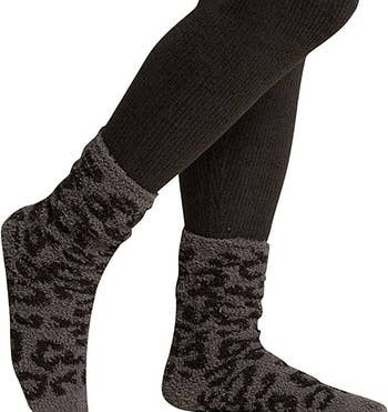 A pair of black and grey cozy socks