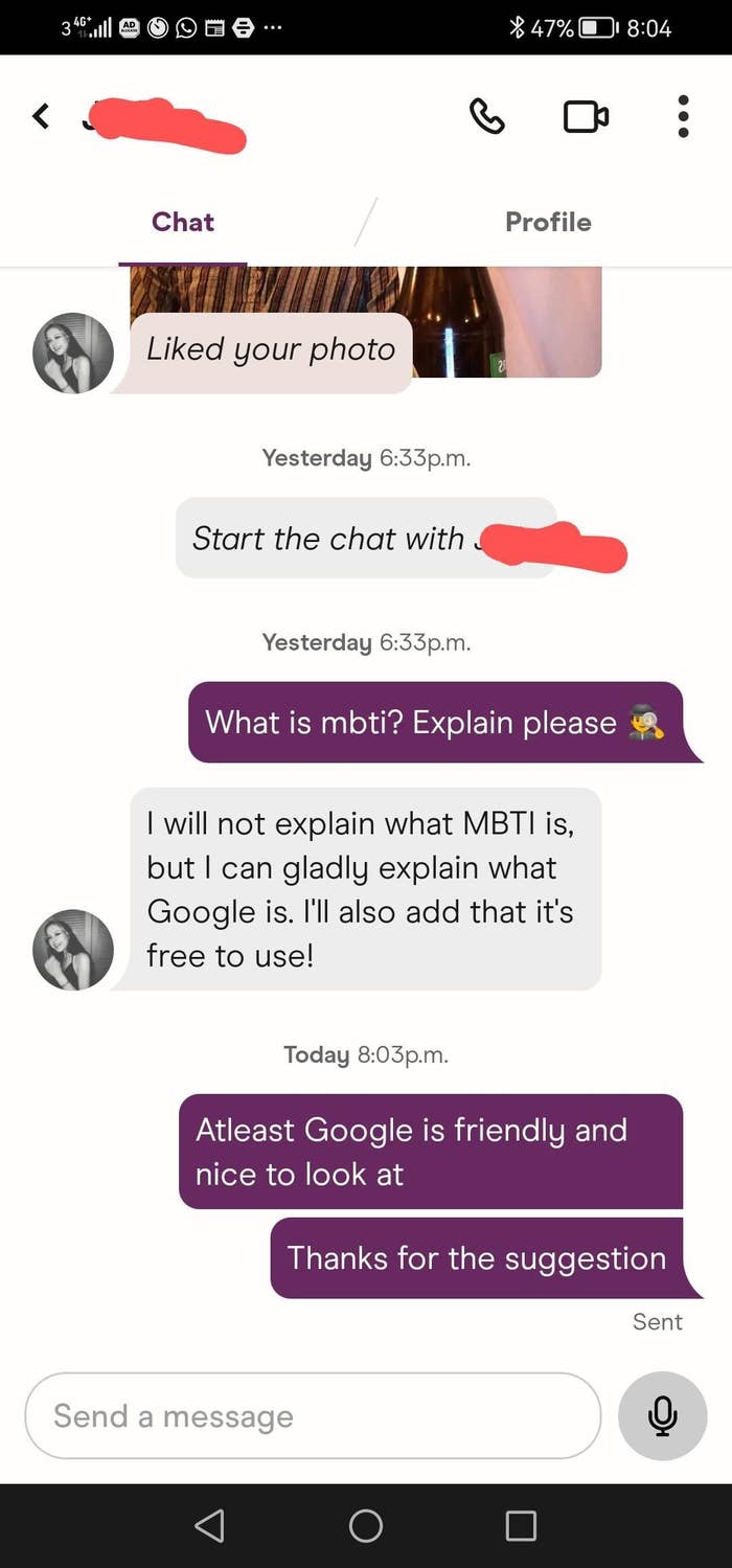 person telling someone to use google