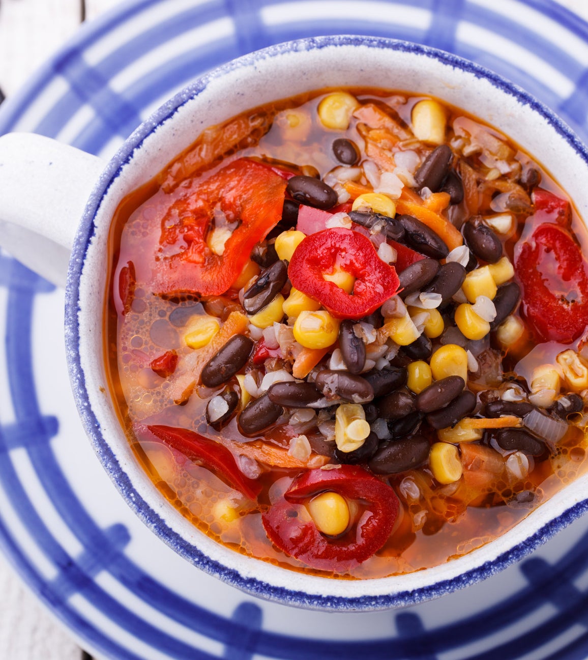 Black bean soup with corn and tomatoes