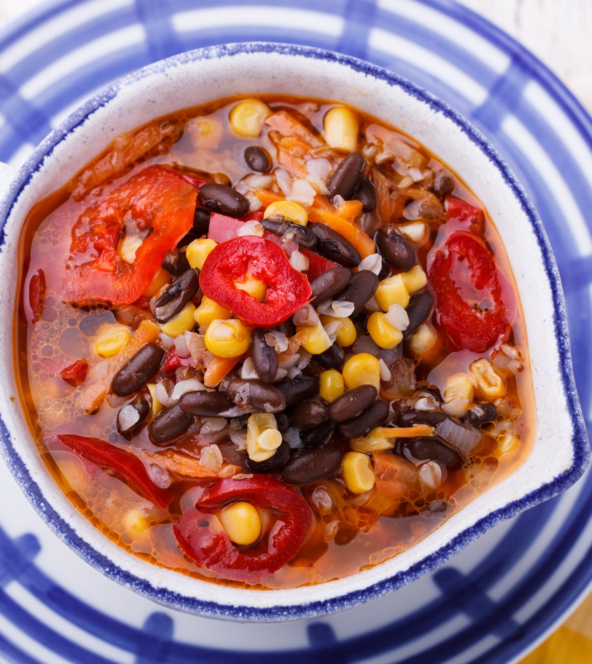 Black bean soup with corn and tomatoes