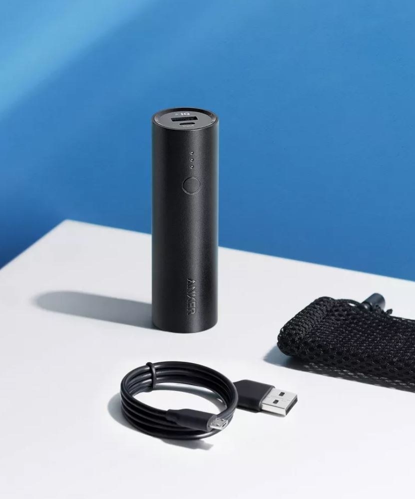 Black round portable charger