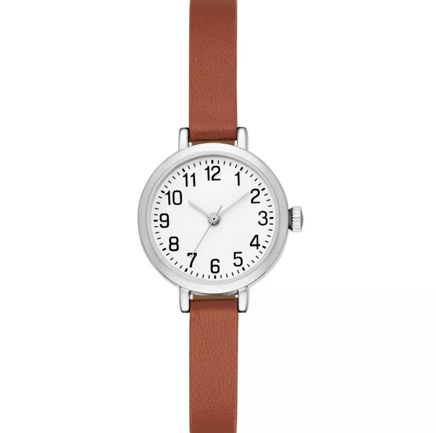 Rust faux-leather watch