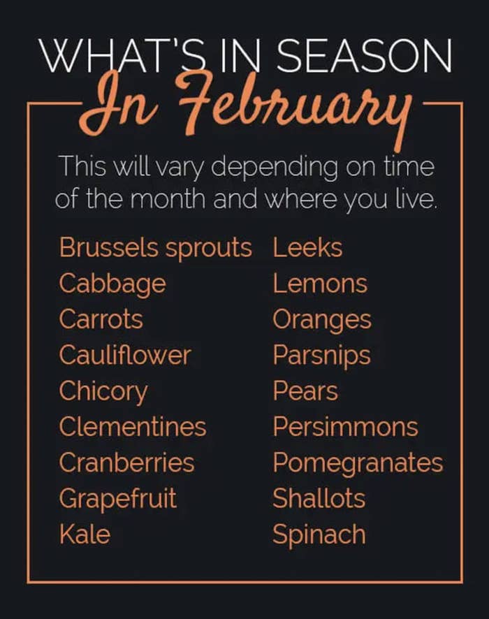 List of February seasonal ingredients