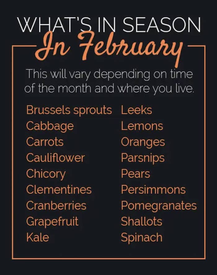 list of february seasonal ingredients