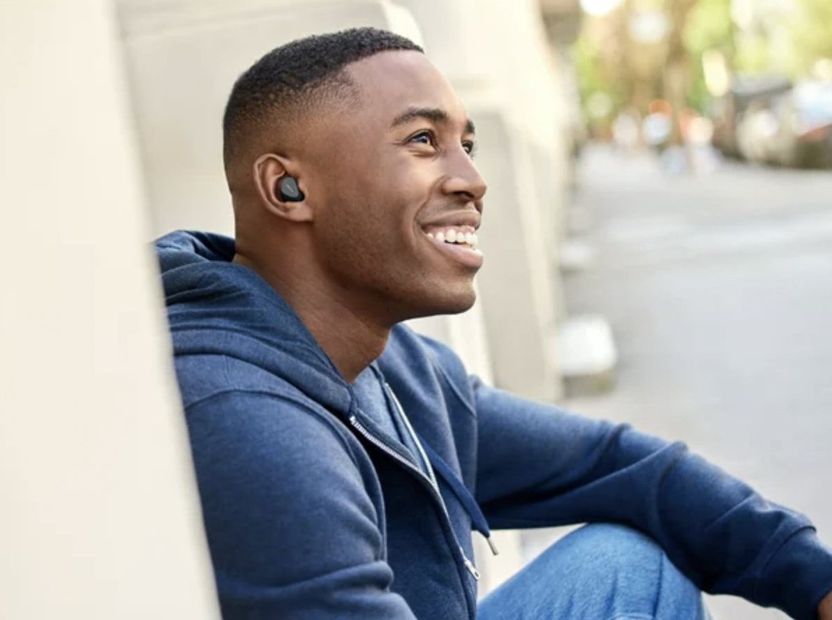 model wearing the earbuds