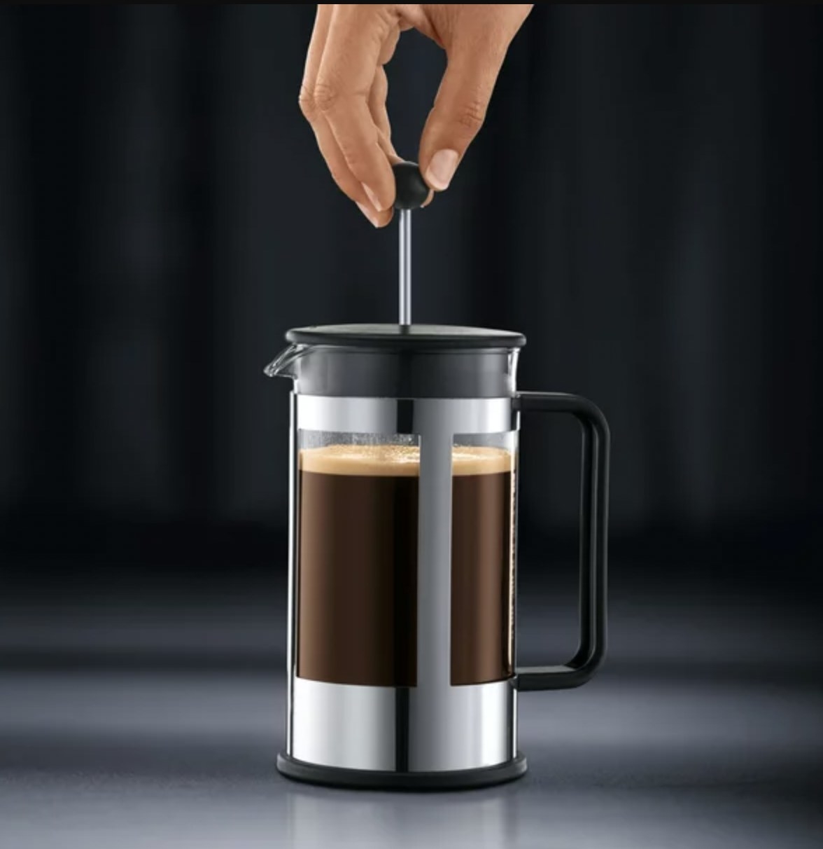 the french press with coffee