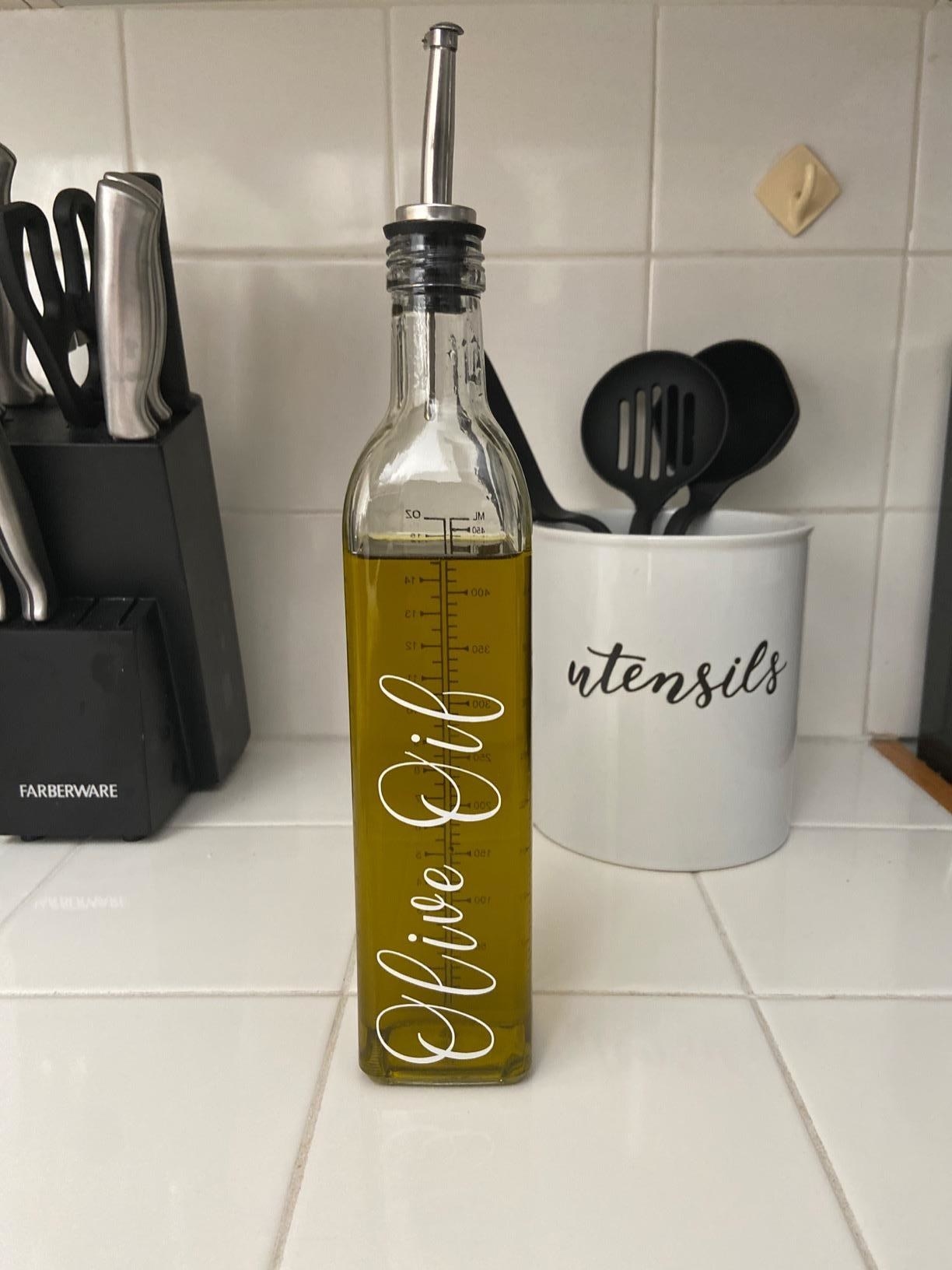 Reviewer image of olive oil bottle on their kitchen counter