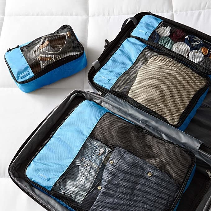 the packing cubes in a luggage