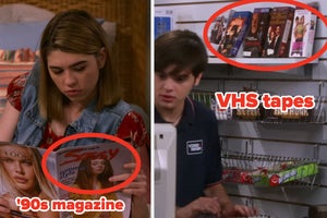 leia reading sassy magazine and jay in a video store in tha 90s show