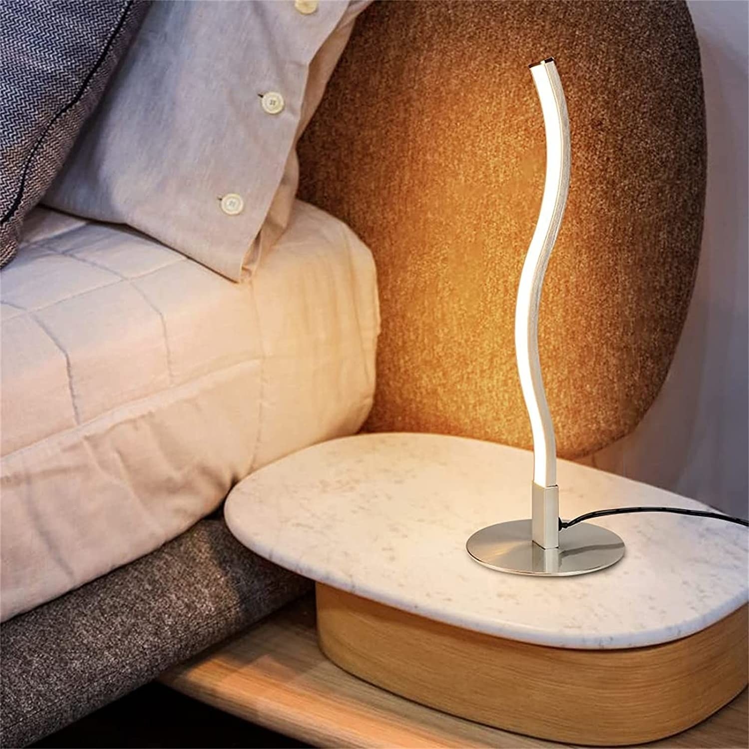 The light on a bedside table