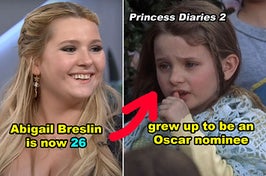 Side-by-side of Abigail Breslin today vs. her as a kid in "The Princess Diaries 2"
