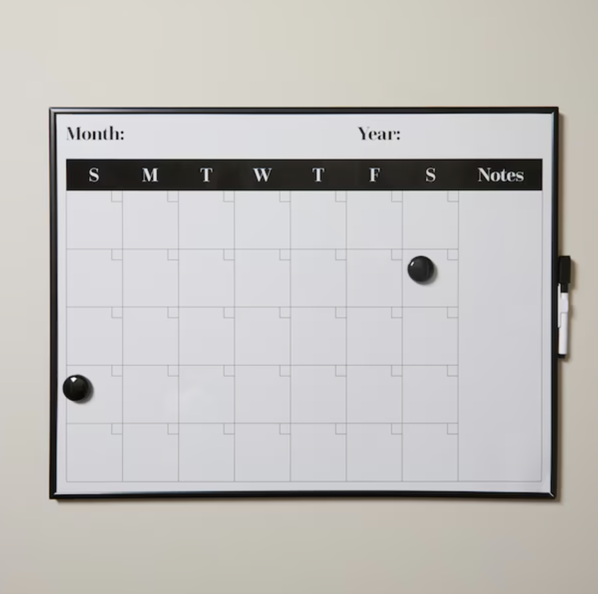 a dry erase calendar on a blank background