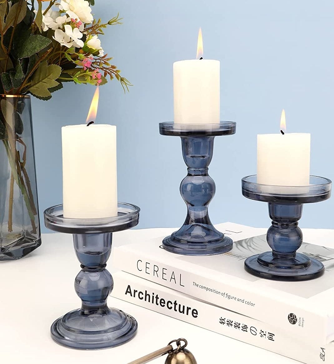Three candles on the candle holders